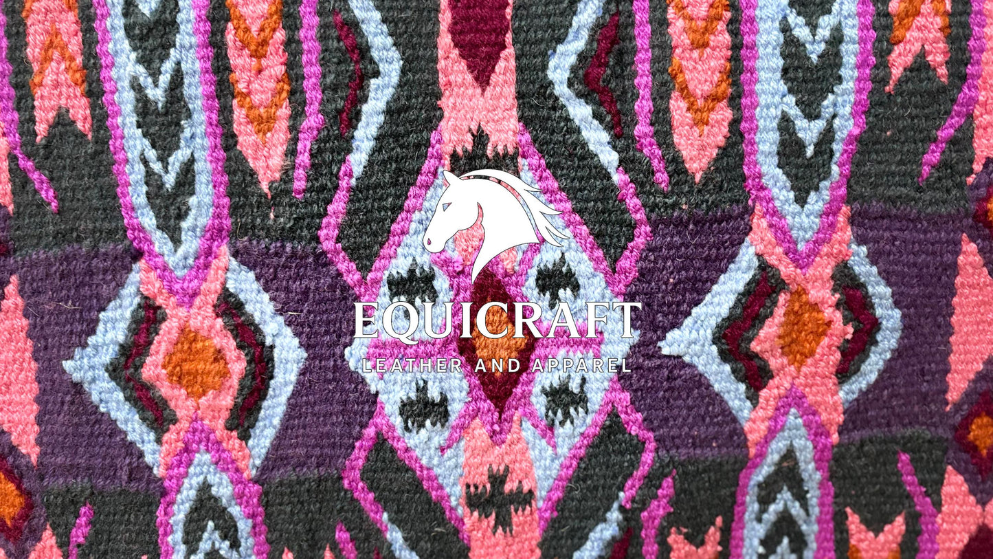Magenta Grey Wool Western Saddle Blanket – Aztec Arrow Diamond Show Blanket | Horse Pad Barrel Racing Rodeo Tack SIZE 34X42