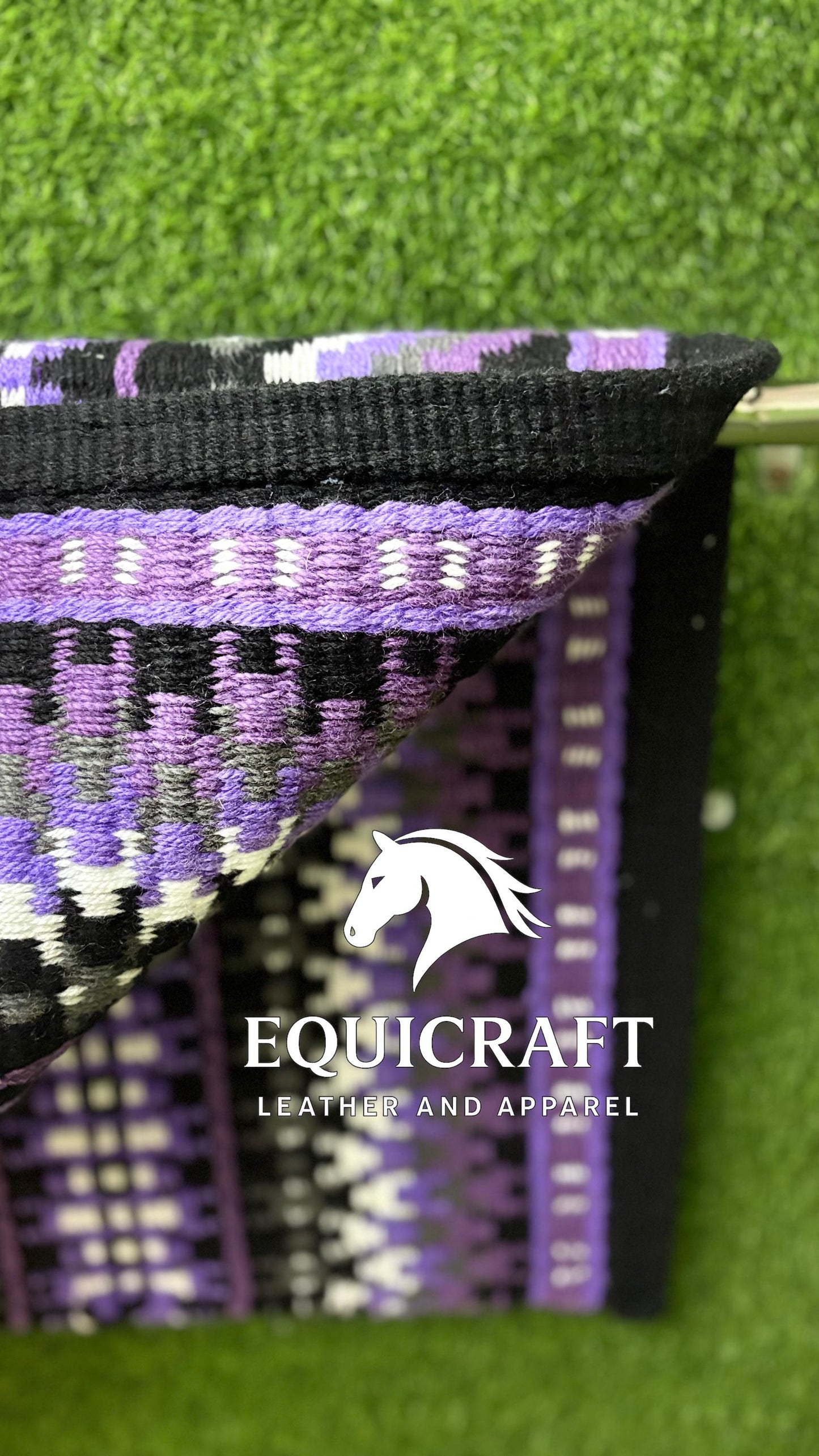 Aztec Western Show Saddle Pad | Black Purple Gray White Wool Blanket | Hand-Woven Southwestern Horse Saddle Pad | Trail Pad