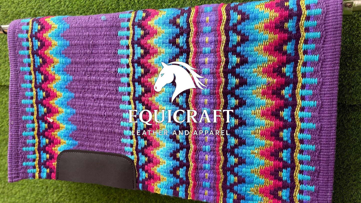 Western Saddle Pad | Purple Saddle Blanket | Wool Horse Pad | Multicolor Southwest Show Pad | Horse Tack Gift