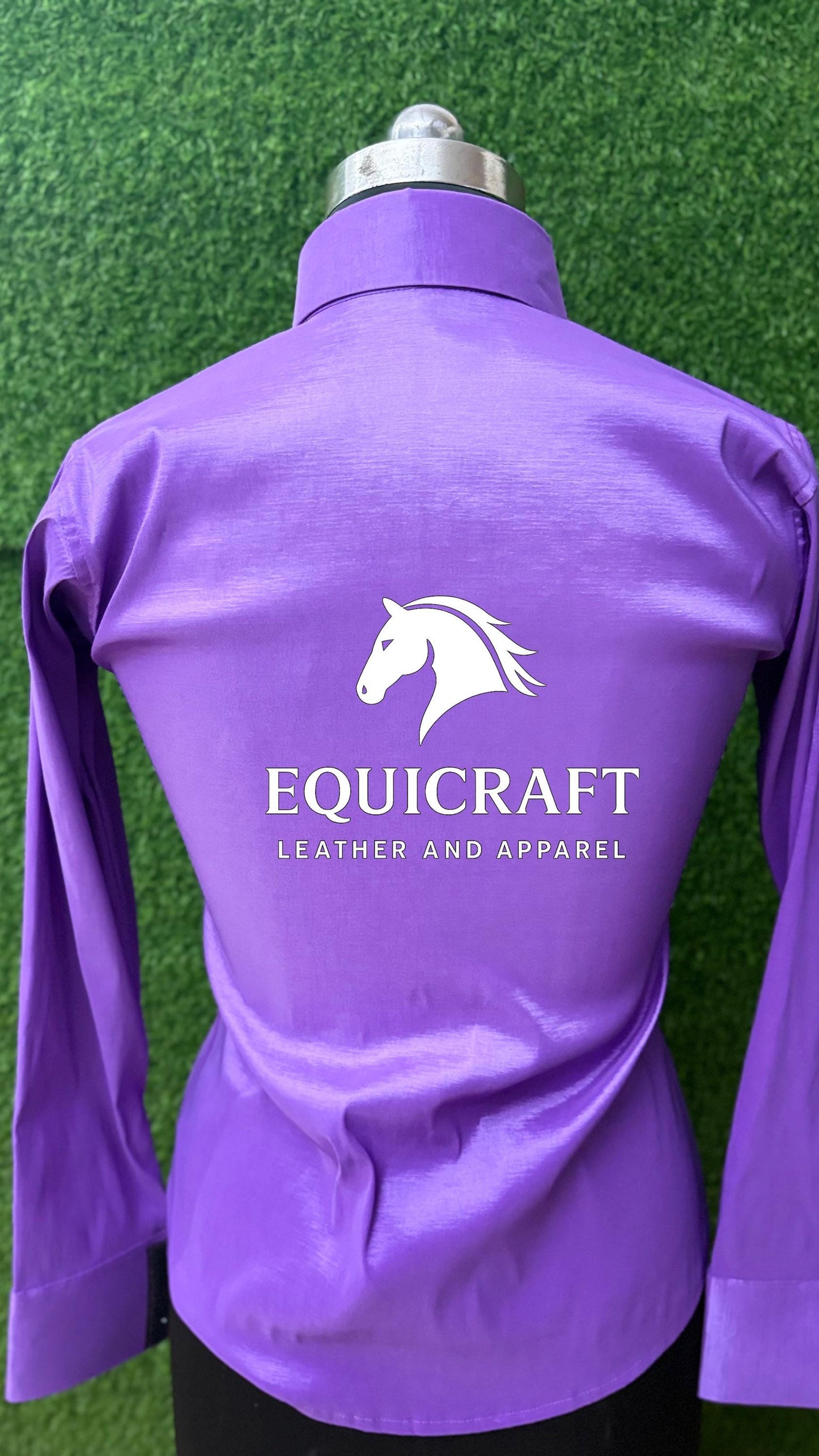 Womens Western Show Shirt | Lavender Purple Satin Showmanship Shirt | Ladies Fitted Puff Sleeve Rodeo Blouse | Horse Show Shirt