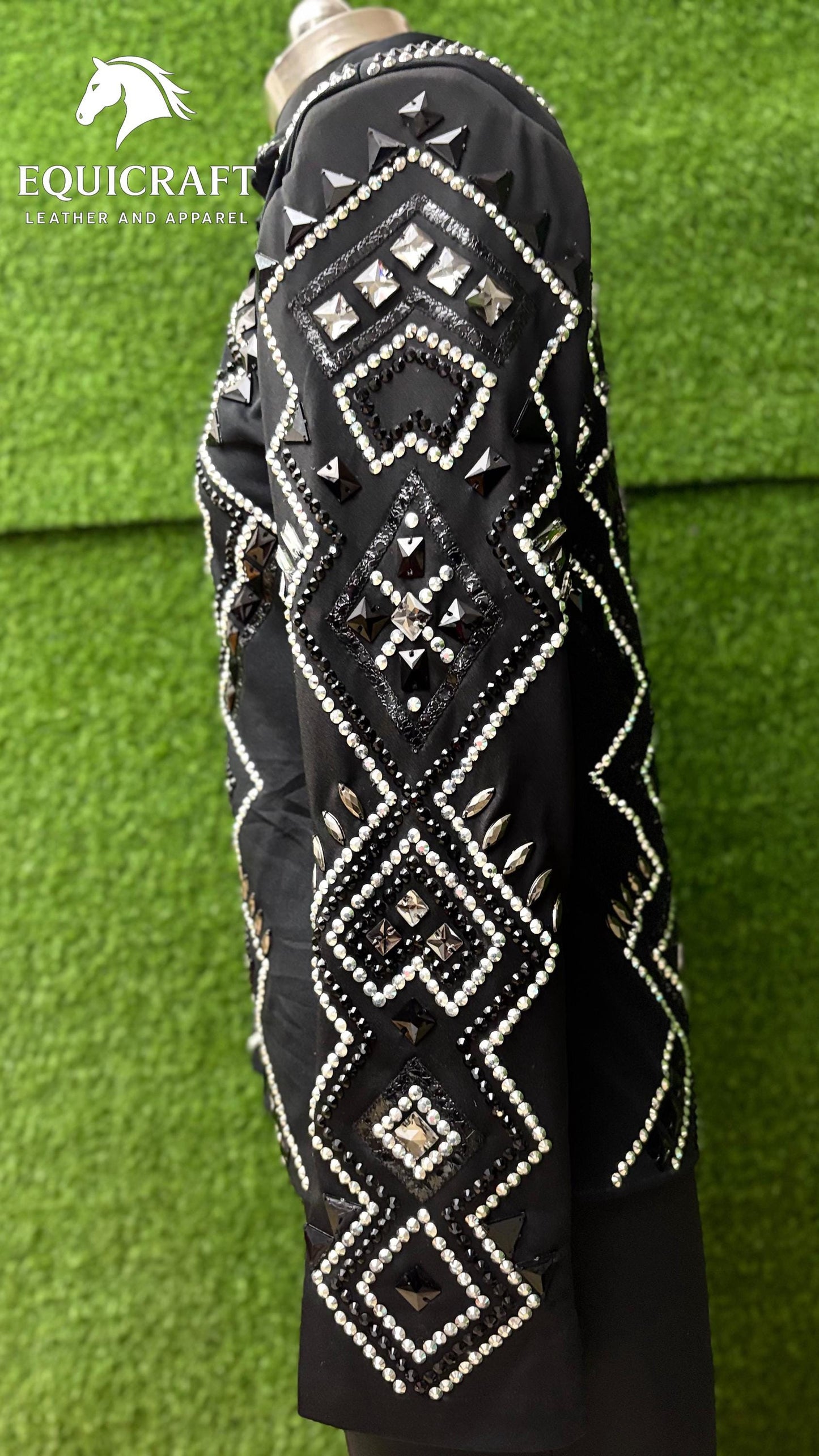 Black Western Showmanship Jacket | Hand-Embellished Crystal Show Jacket | Competition Riding Apparel (All Sizes)