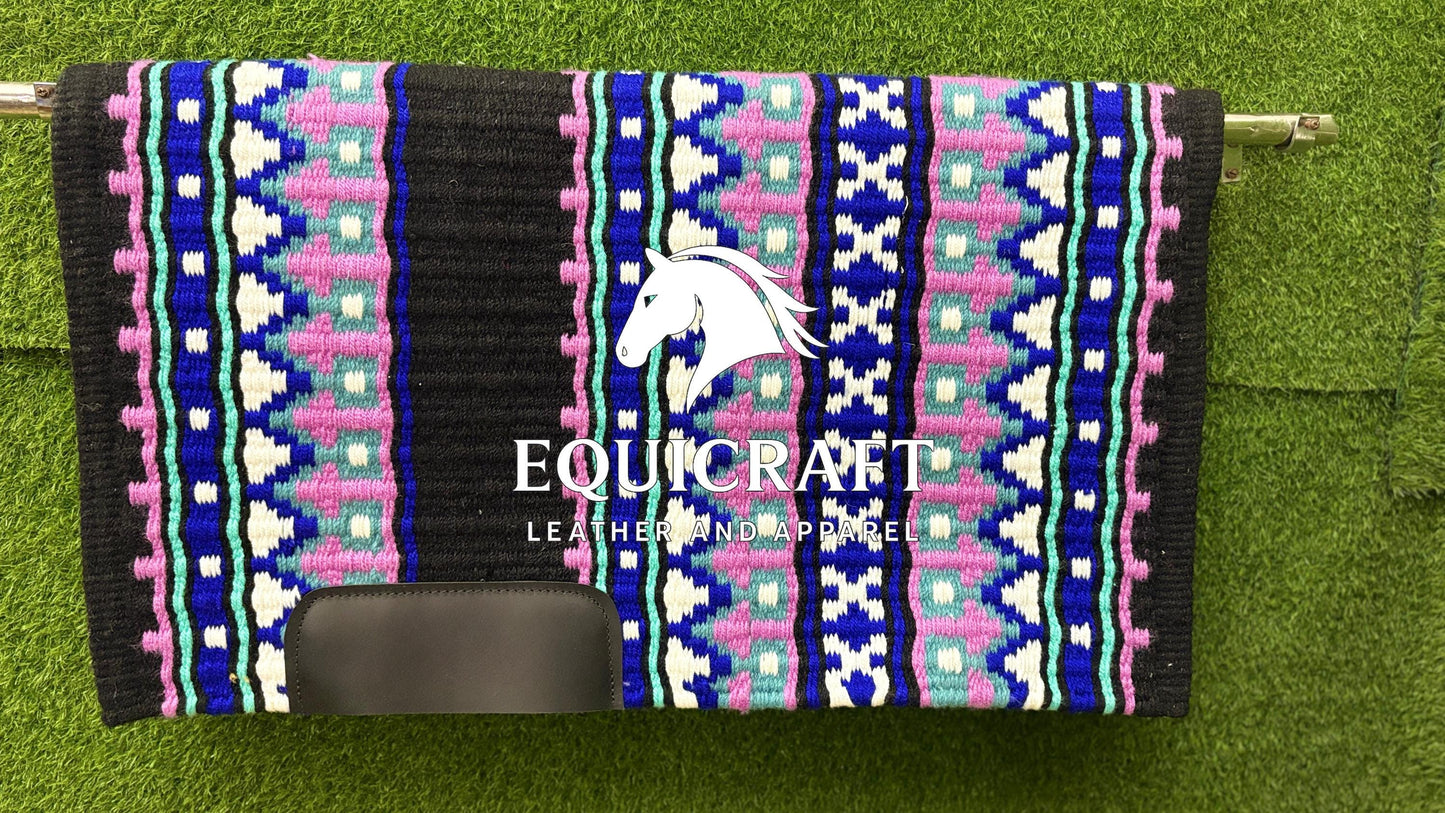 Handwoven Wool Saddle Blanket | Western Show Pad, Horse Tack