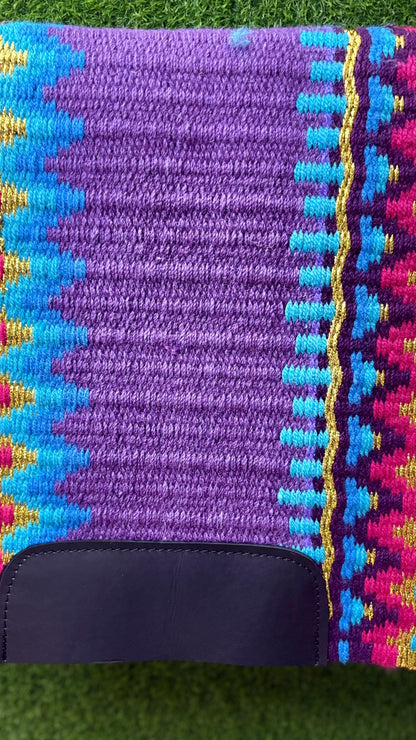 Western Saddle Pad | Purple Saddle Blanket | Wool Horse Pad | Multicolor Southwest Show Pad | Horse Tack Gift