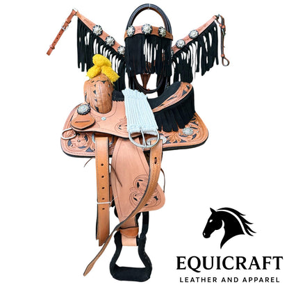 Hand Tooled Western Leather Saddle with Tack Set