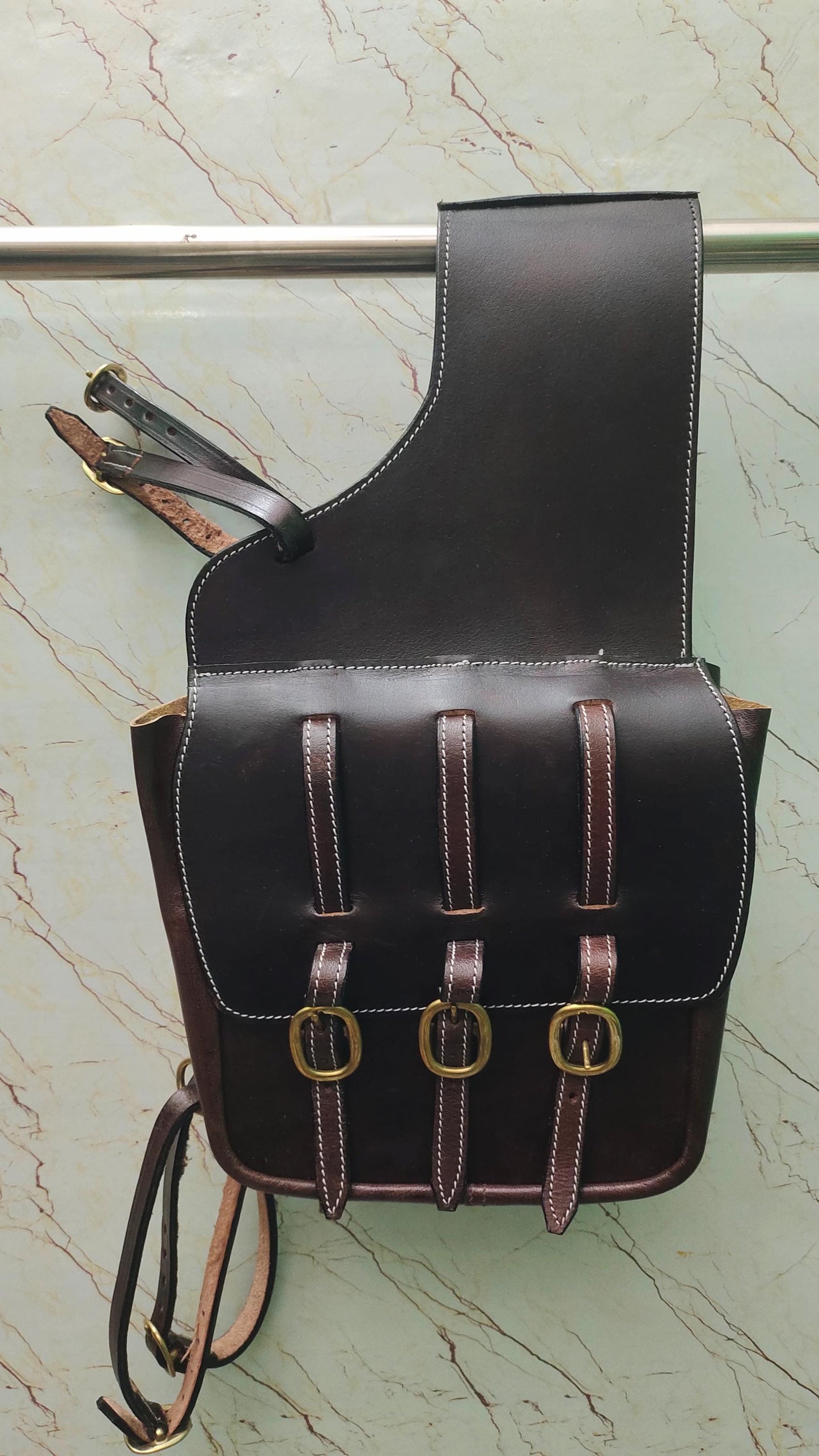 Western Saddle Bag Leather | Handmade Tooled Horse Tack | Trail Riding Gear Cowboy Style