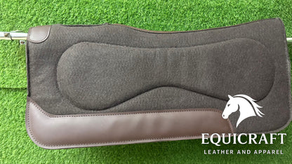 18 MM Brown Woollen  Felt Saddle Pad with Hand-Carved Leather | Western Riding Pad | 30X30" & 32X32"