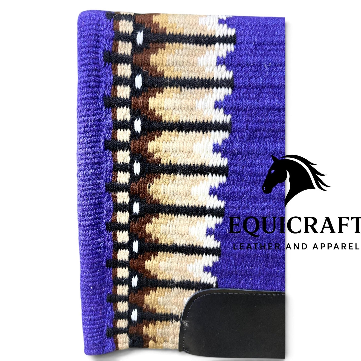 Western Wool Saddle Blanket, Purple Cream Brown Striped Southwestern Pattern, Horse Saddle Pad, Show Blanket Size:-32x38