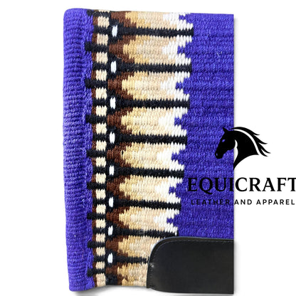 Western Wool Saddle Blanket, Purple Cream Brown Striped Southwestern Pattern, Horse Saddle Pad, Show Blanket Size:-32x38