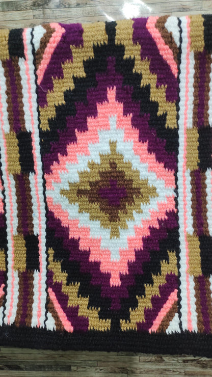 Purple Pink Wool Western Saddle Blanket  Horse Pad Rodeo Ranch Tack Diamond Show Blanket |