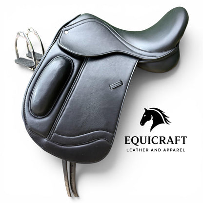 New Design Premium Leather Dressage Saddle with Iron Stirrup| Long Flap English Saddle | All Sizes 14" to 18"