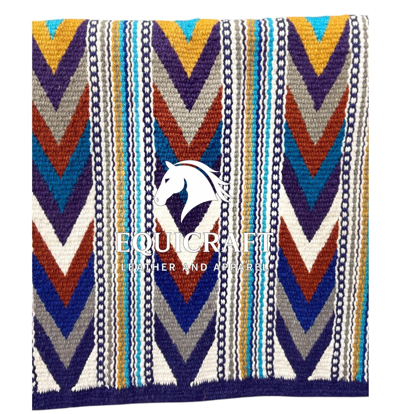 Purple Multicolor Wool Western Saddle Blanket – Aztec Chevron Show Blanket | Horse Pad Barrel Racing Rodeo Tack SIZE 34X42