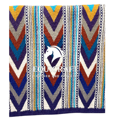 Purple Multicolor Wool Western Saddle Blanket – Aztec Chevron Show Blanket | Horse Pad Barrel Racing Rodeo Tack SIZE 34X42