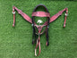 Pink Rose Tooled Leather Western Headstall & Breast Collar Set – Silver Buckle Horse Tack | Barrel Racing Rodeo Gear