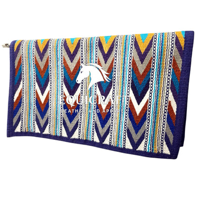 Purple Multicolor Wool Western Saddle Blanket – Aztec Chevron Show Blanket | Horse Pad Barrel Racing Rodeo Tack SIZE 34X42