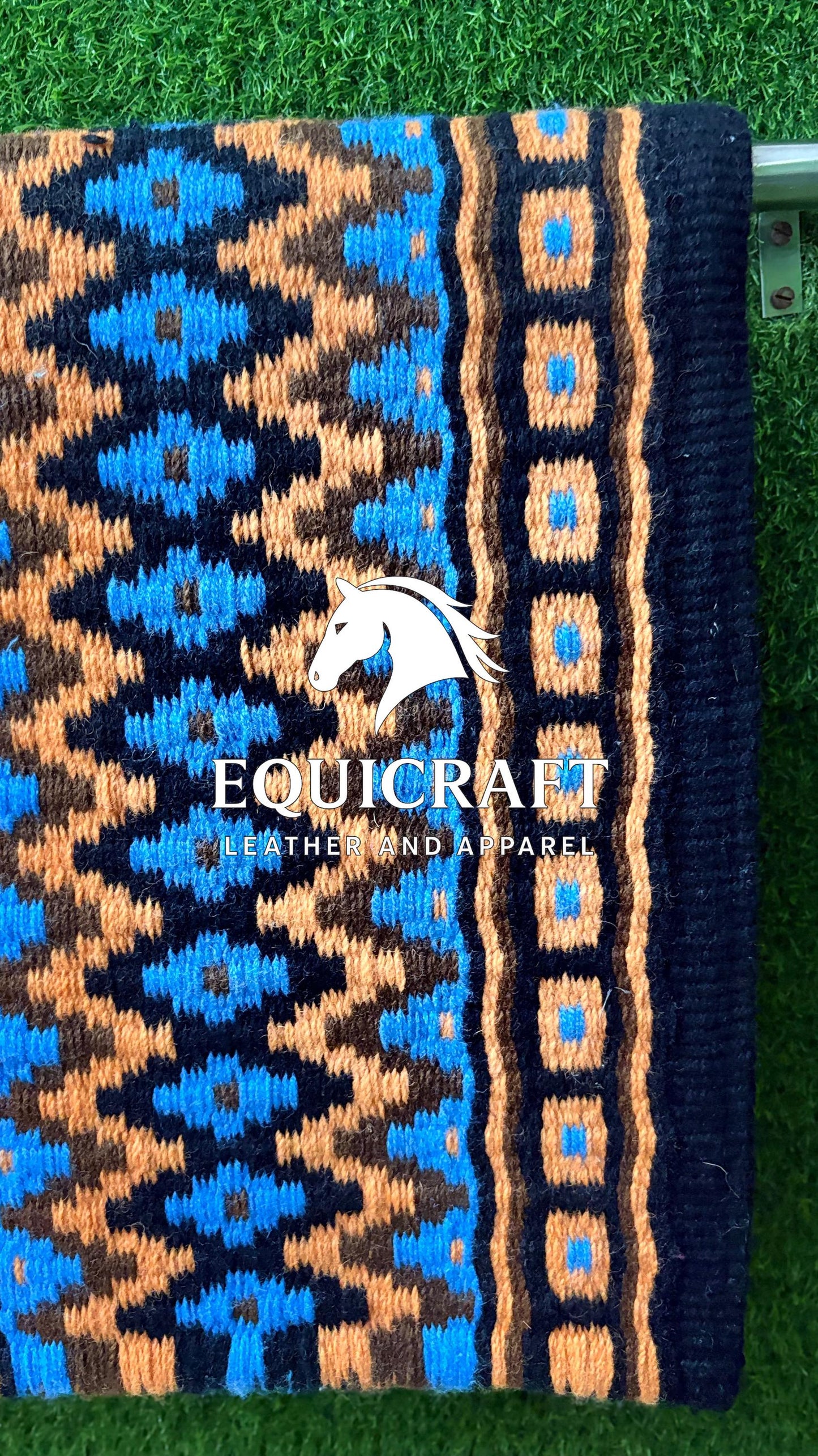 Western Show Saddle Pad | Black Blue Tan Brown Wool Blanket | Hand-Woven Southwestern Horse Saddle Pad |  show Trail Pad Equestrian Gift