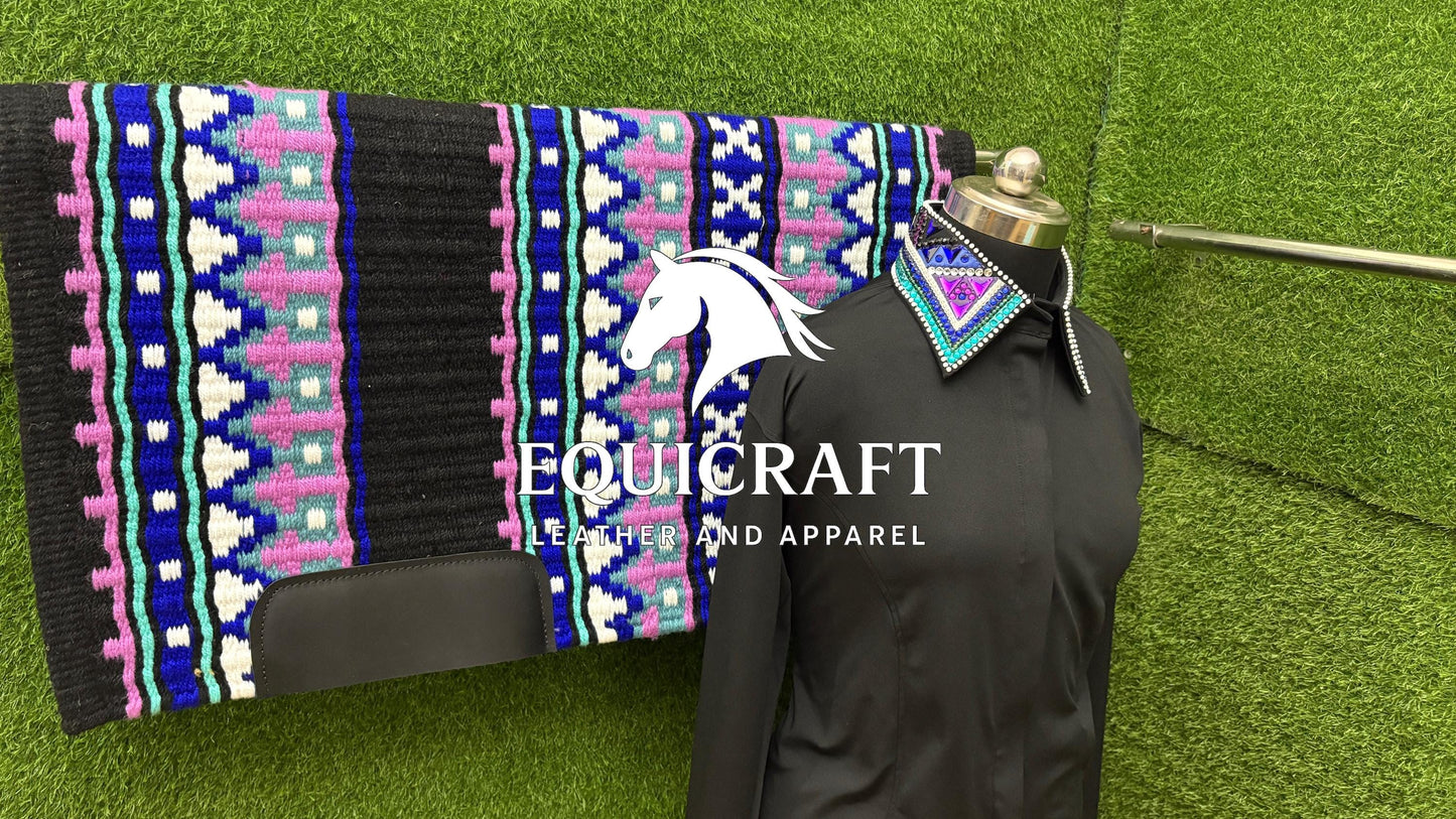 Western Showmanship Set | Crystal Show Shirt with Wool Saddle Blanket | Custom Options