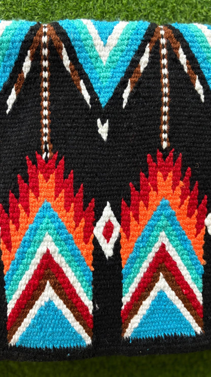 Western Saddle Pad | Black Saddle Blanket | Aztec Wool Horse Pad | Turquoise Brown Show Pad | Horse Tack Gift