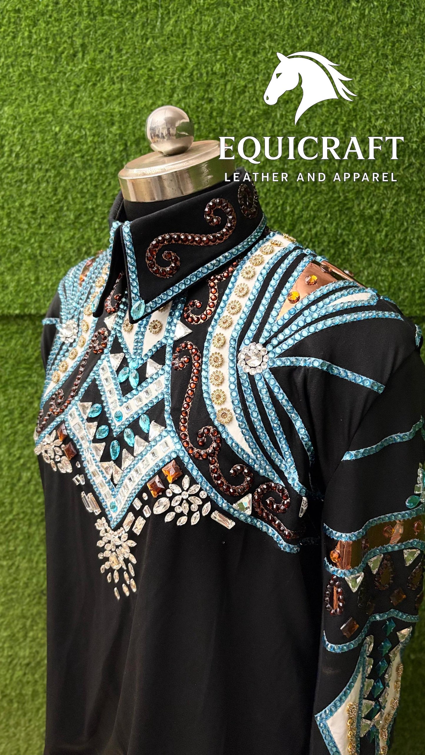 Western Showmanship Jacket | Hand-Embellished Crystal Show Jacket | Competition Riding Apparel (All Sizes)