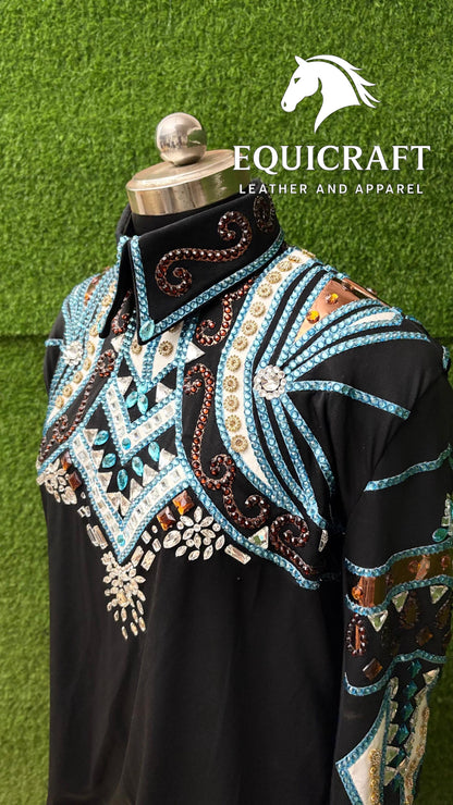 Western Showmanship Jacket | Hand-Embellished Crystal Show Jacket | Competition Riding Apparel (All Sizes)