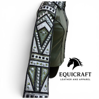 Green Western Show Shirt | Women's Rodeo Equestrian Apparel with Crystal Embellishments