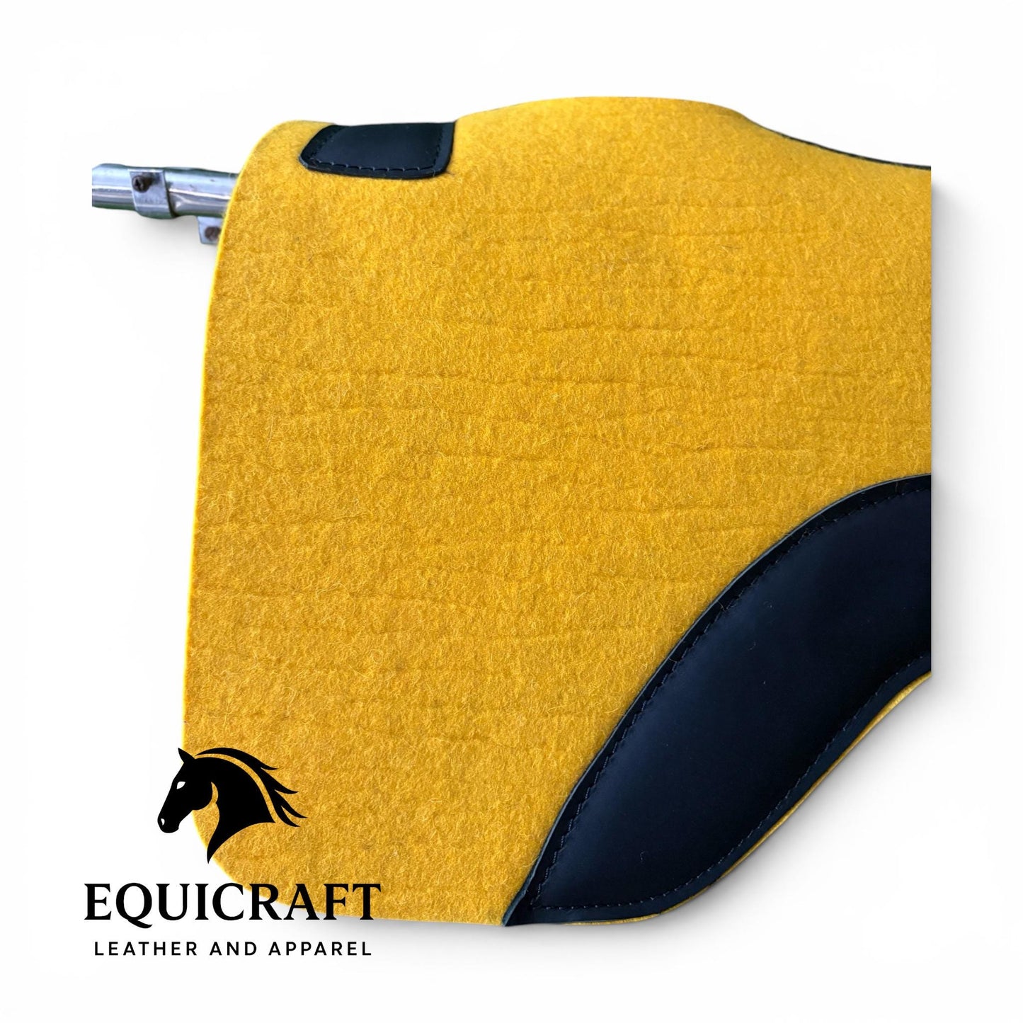 18 MM Woollen Yellow Wool Felt Saddle Pad with Leather | Western Riding Pad | 30X30" & 32X32"