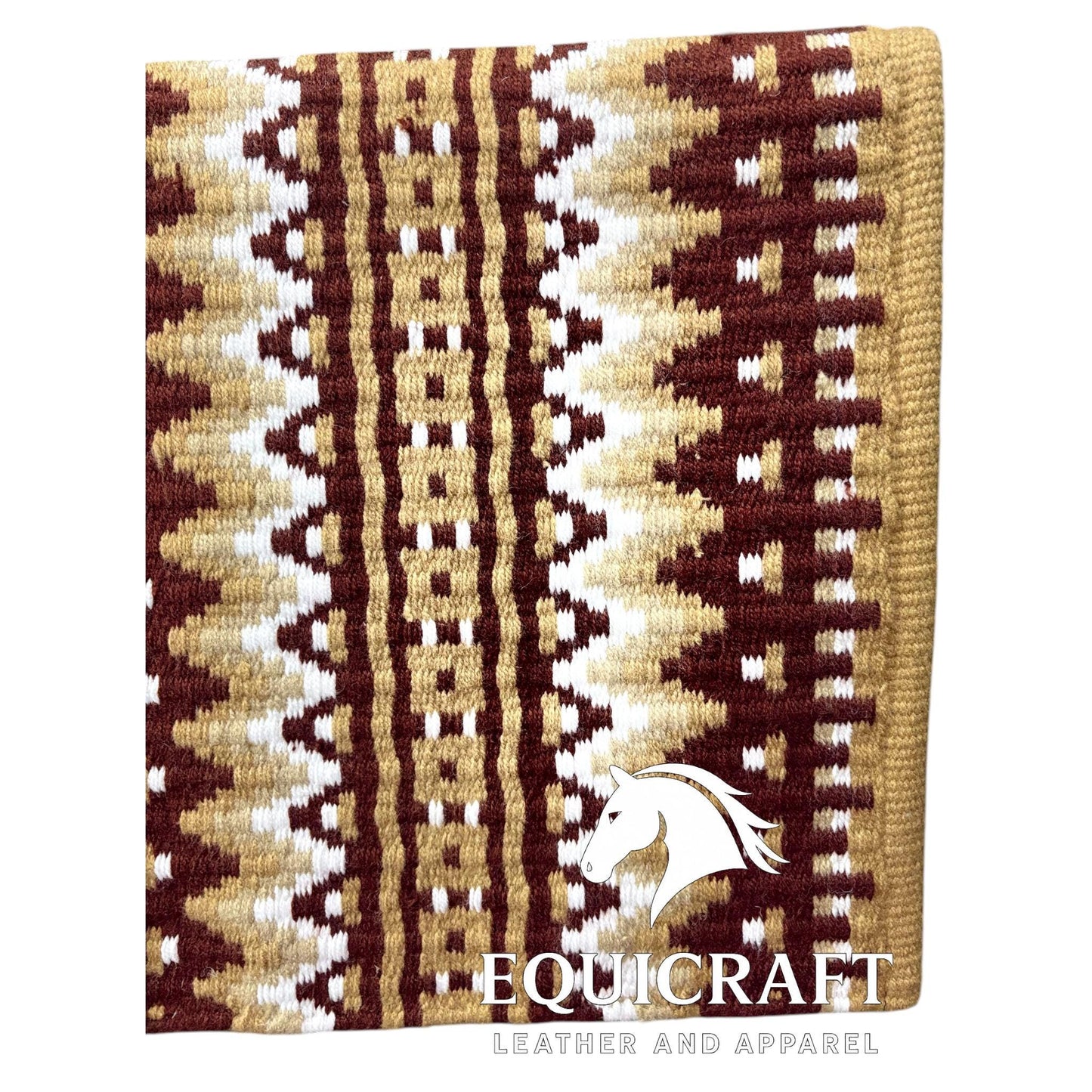 Gold Burgundy Wool Western Saddle Pad – Aztec Zigzag Show Pad | Horse Blanket Barrel Racing Rodeo Ranch Tack SIZE 36X40