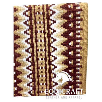 Gold Burgundy Wool Western Saddle Pad – Aztec Zigzag Show Pad | Horse Blanket Barrel Racing Rodeo Ranch Tack SIZE 36X40