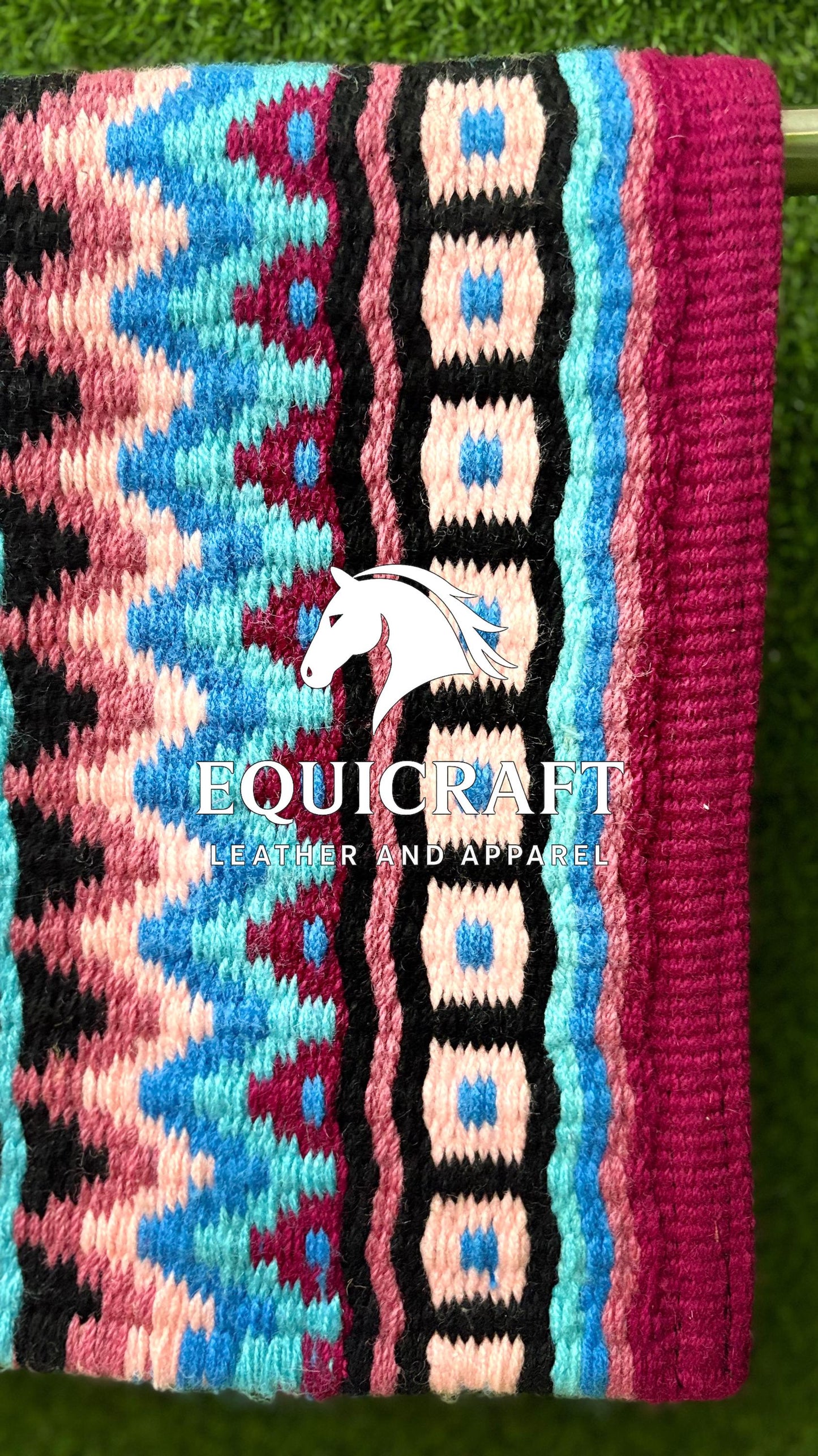 Pink Turquoise Wool Western Saddle Pad – Show Pad Blanket Barrel Racing Rodeo Tack