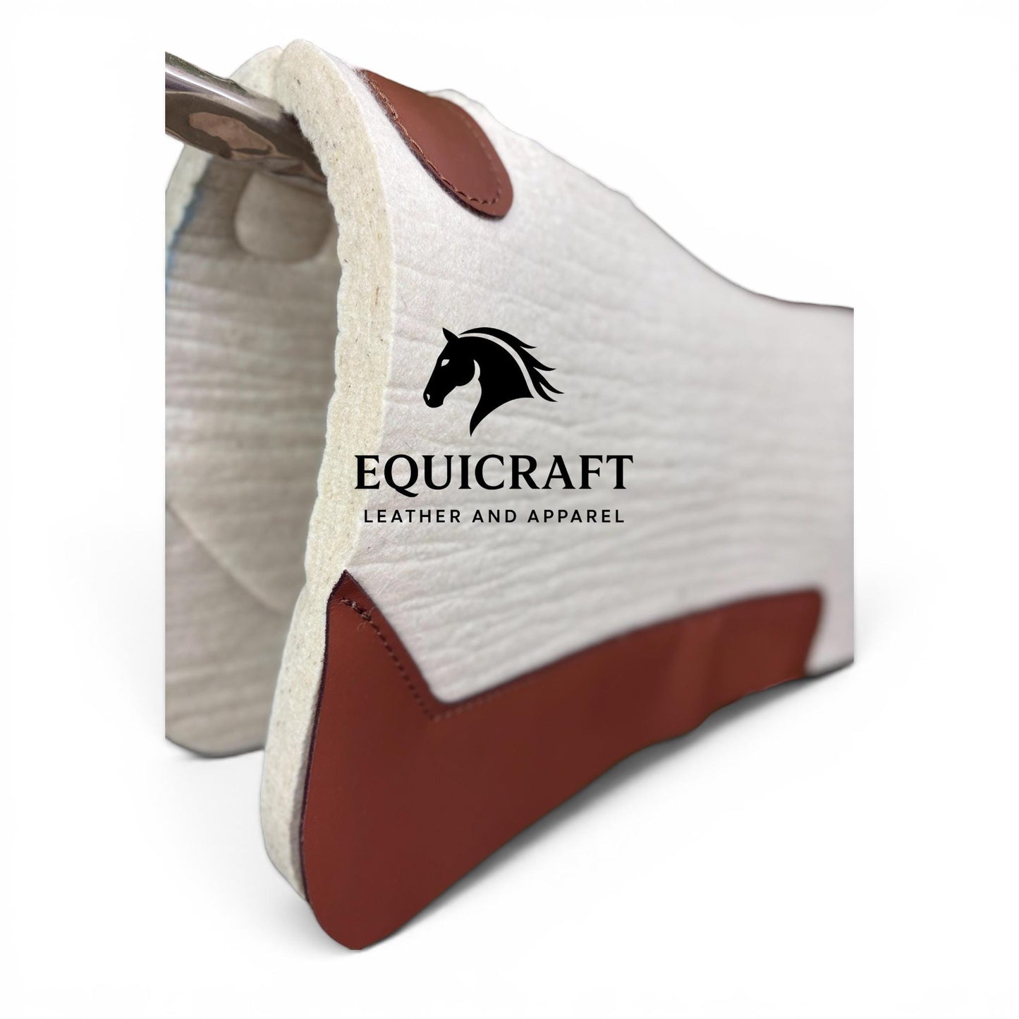 18 MM Cream  Woollen Felt Saddle Pad with Leather | Western Riding Pad | 30X30" & 32X32"