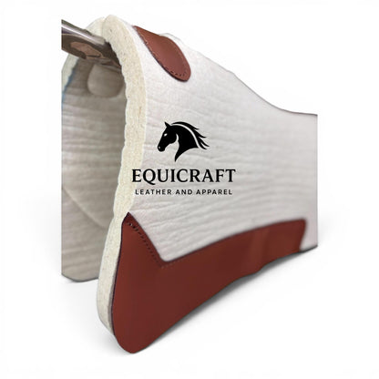 18 MM Cream  Woollen Felt Saddle Pad with Leather | Western Riding Pad | 30X30" & 32X32"