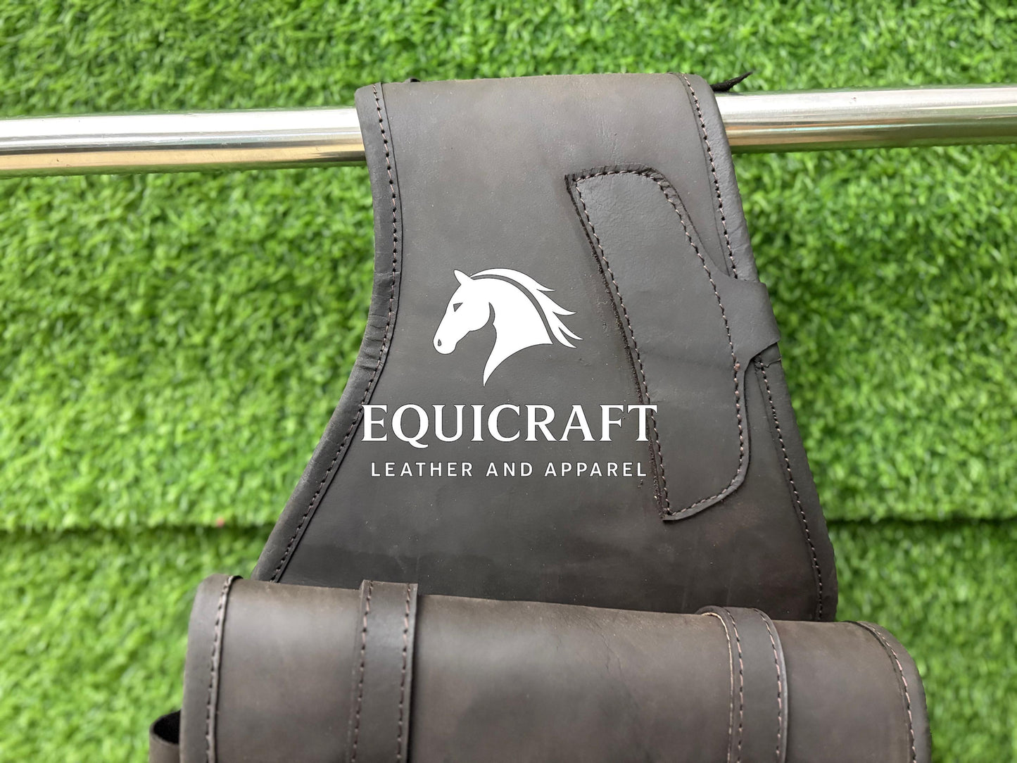 Dark Brown Crazy Horse Leather Saddle Bag – Double Buckle Western Trail Bag | Rustic Cowboy Riding Tack