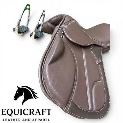 Brown Leather English Jumping Saddle | Close Contact Horse Saddle | Comfortable Riding Tack