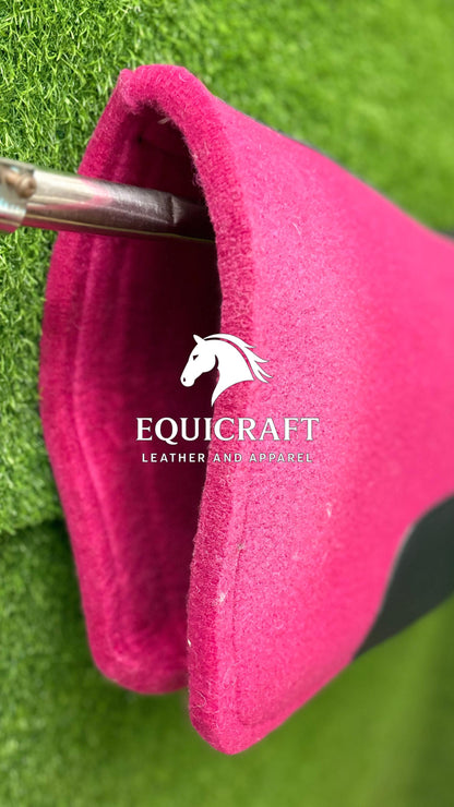 18 MM Pink Woollen  Felt Saddle Pad with Leather | Western Riding Pad | 30X30" & 32X32"