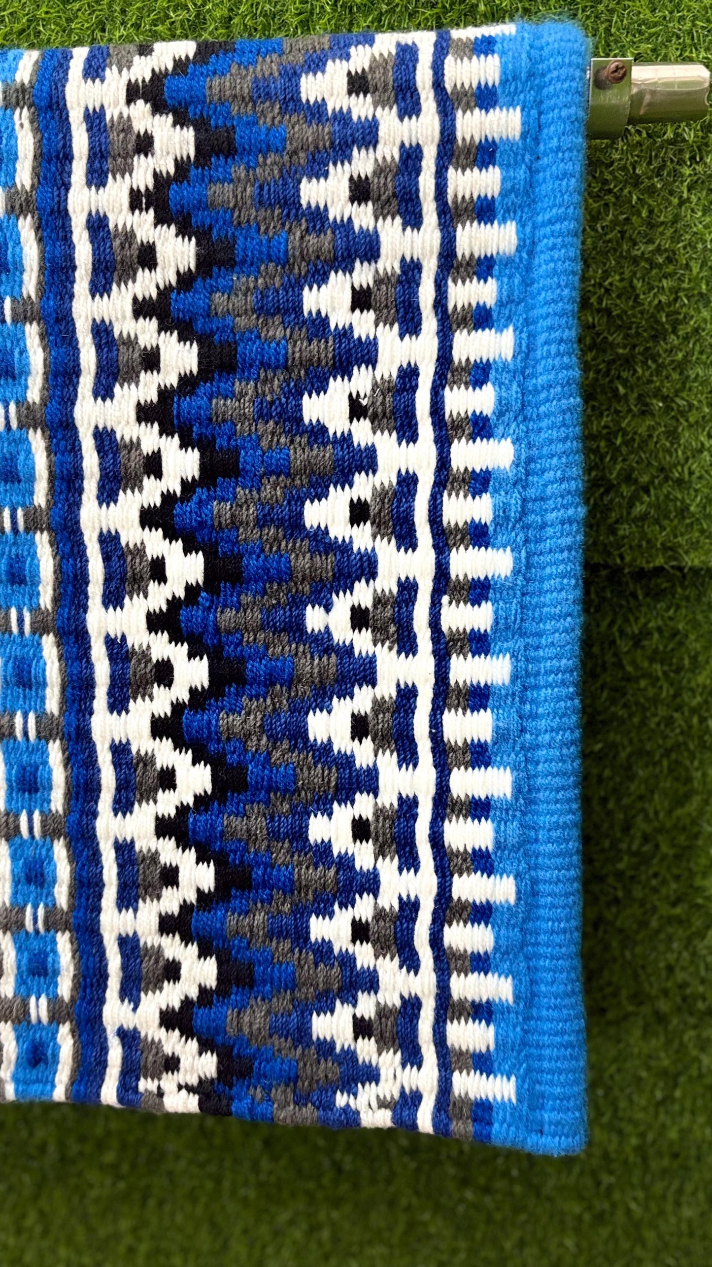 Western Saddle Pad Blanket | Show Pad | Blue Aztec Wool Horse Blanket | Trail Riding Pad | Horse Tack Gift