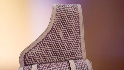 Cream & Brown Woven Leather Western Saddle Bag – Two Tone Braided Horse Trail Bag | Double Buckle Cowboy Tack