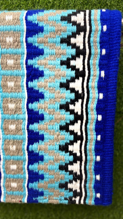Western Saddle Pad | Turquoise Blue Saddle Blanket | Aztec Wool Horse Pad | Southwest Show Pad | Horse Tack Gift