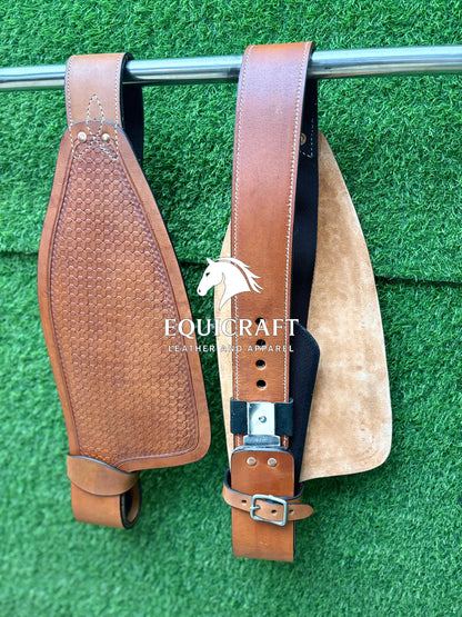 Hand Carved Leather Western Saddle Fenders | Pair | Custom Horse Tack