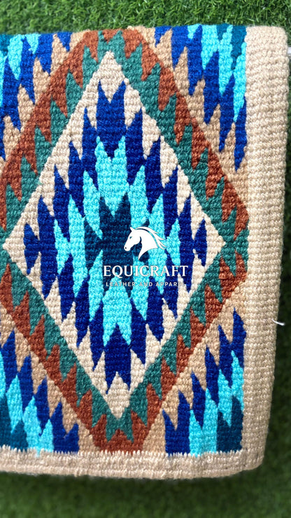 Western Ranch Saddle Blanket | NZ Wool Handwoven Pad | Customizable Horse Tack SIZE 32X32