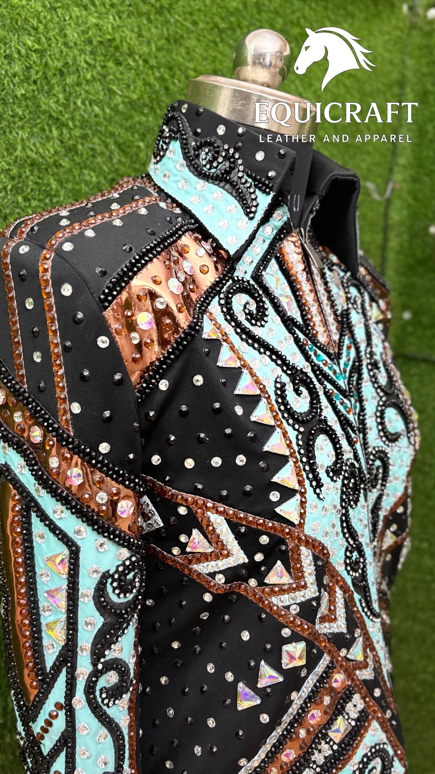 Western Showmanship Jacket | Hand-Embellished Crystal Riding Jacket | Competition Show Apparel (All Sizes)