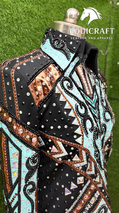 Western Showmanship Jacket | Hand-Embellished Crystal Riding Jacket | Competition Show Apparel (All Sizes)