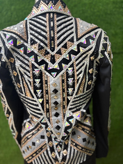 Western Showmanship Jacket | Hand-Embellished Crystal Riding Jacket | Competition Show Apparel (All Sizes)