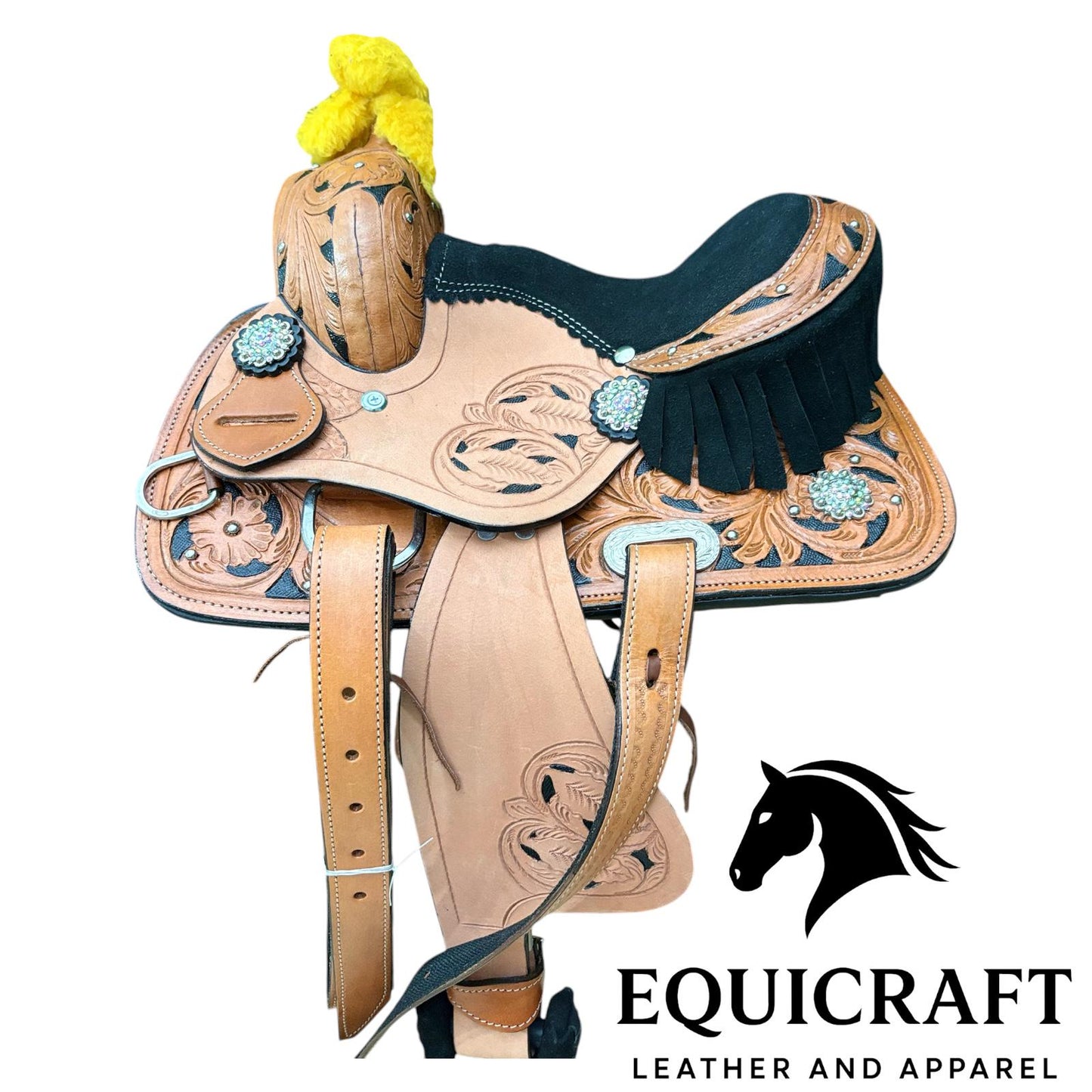 Hand Tooled Western Leather Saddle with Tack Set