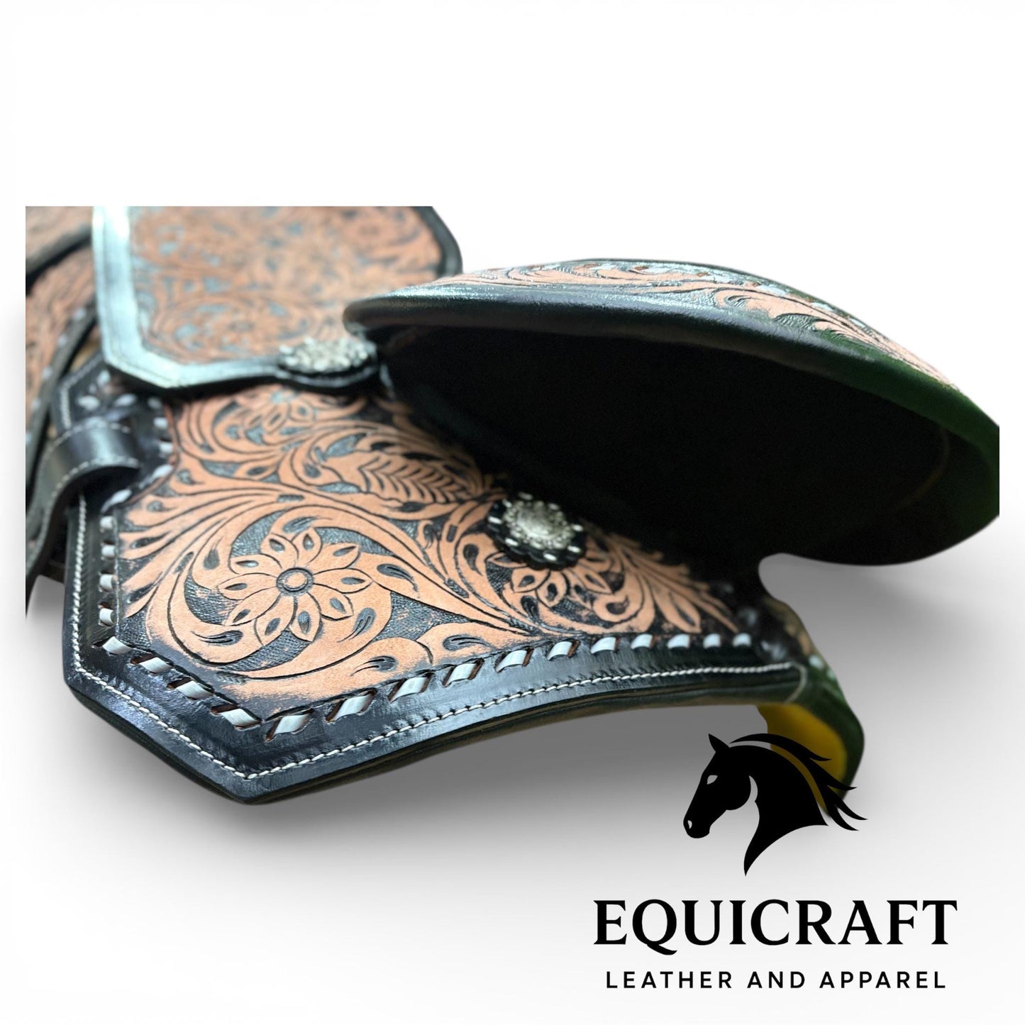 Hand Tooled Leather Western Saddle with Tack Set