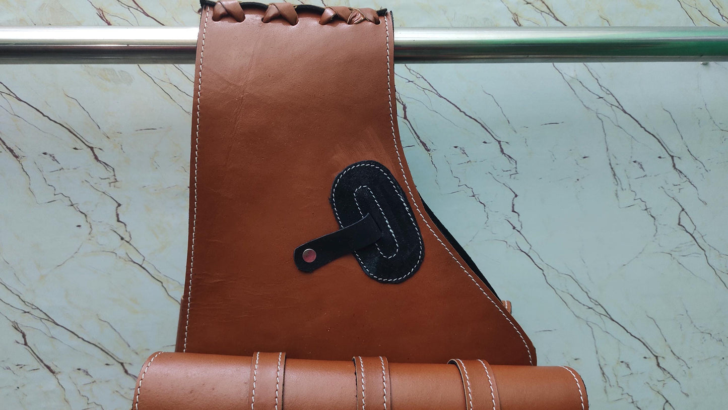 Tan Leather Western Saddle Bag – Triple Buckle Plain Horse Trail Bag | Heavy Duty Cowboy Riding Tack