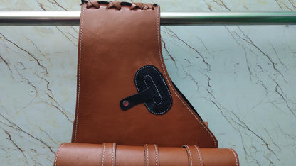 Tan Leather Western Saddle Bag – Triple Buckle Plain Horse Trail Bag | Heavy Duty Cowboy Riding Tack