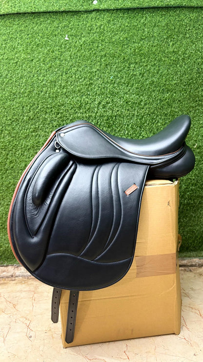 Black Leather Dressage Saddle | Long Flap English Saddle