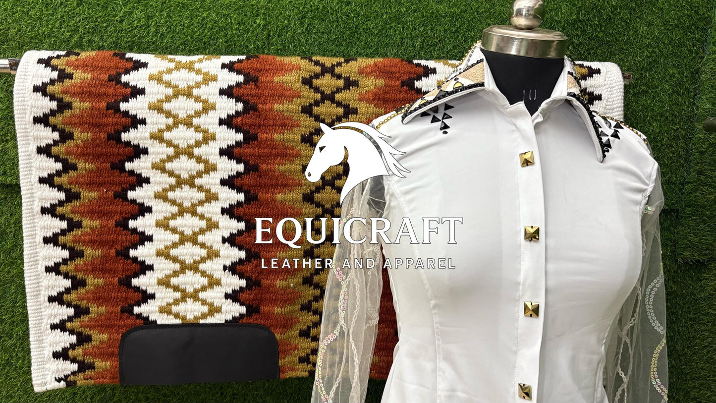 Western Showmanship Set | Crystal Show Shirt with Wool Saddle Blanket | Custom Options