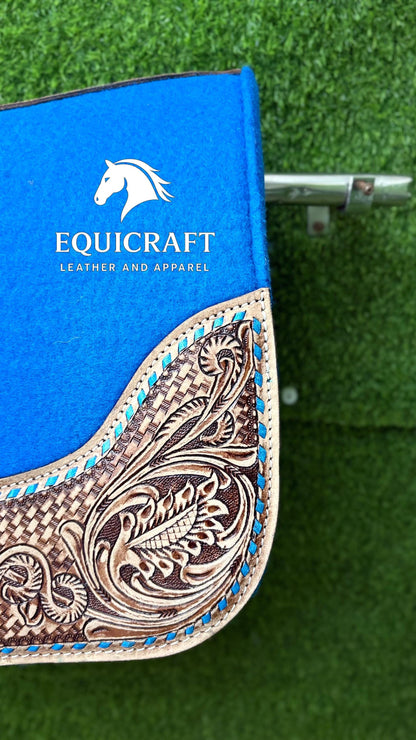 18 MM Woollen  Felt Western Saddle Pad | Hand-Carved Leather Horse Tack