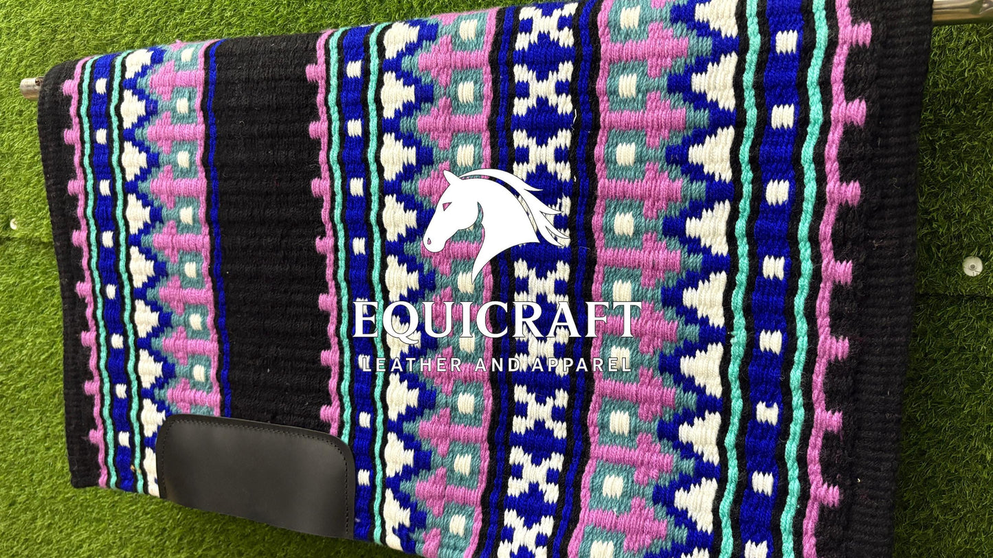 Handwoven Wool Saddle Blanket | Western Show Pad, Horse Tack