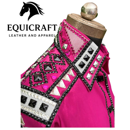 Pink Western Show Shirt | Rodeo Shirt Women | Cowgirl Show Clothing | Equestrian Apparel